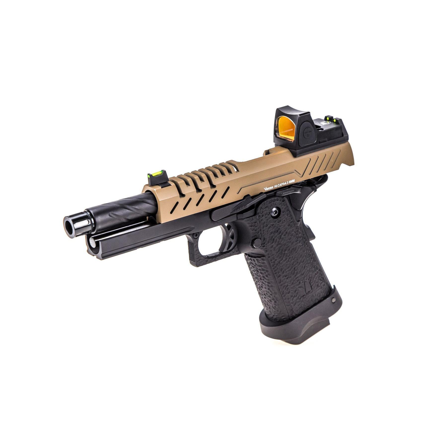Pistola HI-CAPA 4.3 + Red Dot BDS - GBB - Tan/Negro - Vorsk - Rebel Replicas